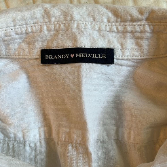 Brandy Melville Pinstripe White Blouse Button Up - Picture 6 of 11